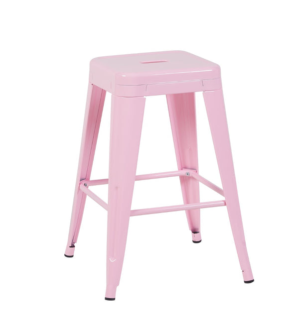 English Elm 24 Inch Backless Metal Counter Stools Set of 2 Industrial Kitchen Island Seating Pink B347P470411