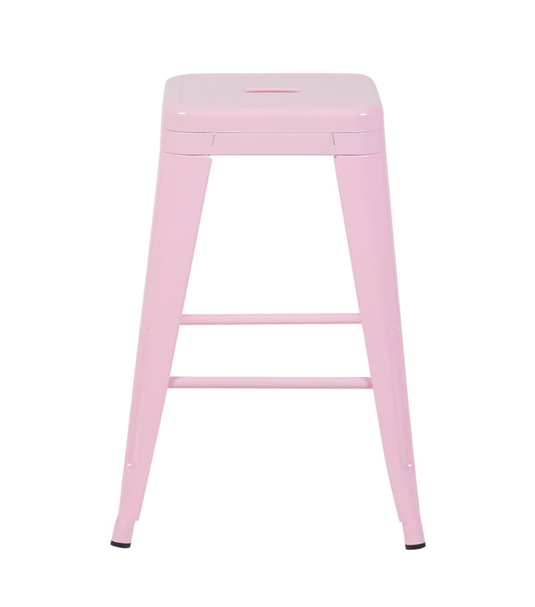 English Elm 24 Inch Backless Metal Counterstools Set of 4 Industrial Powder Coated Kitchen Bar Seats Pink B347P470414