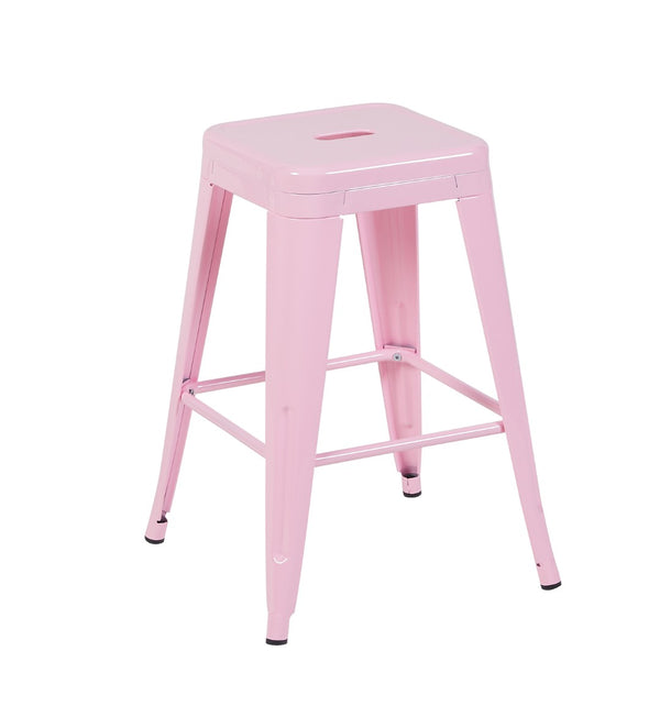 English Elm 24 Inch Backless Metal Counterstools Set of 4 Industrial Powder Coated Kitchen Bar Seats Pink B347P470414