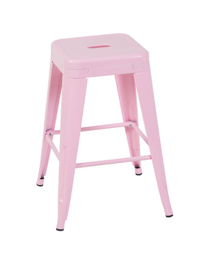 English Elm 24 Inch Backless Metal Counterstools Set of 4 Industrial Powder Coated Kitchen Bar Seats Pink B347P470414