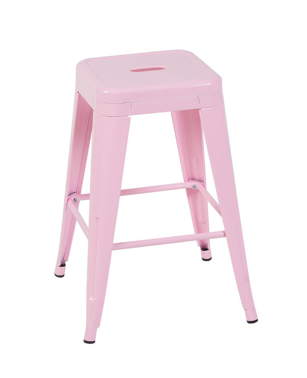 English Elm 24 Inch Backless Metal Counterstools Set of 4 Industrial Powder Coated Kitchen Bar Seats Pink B347P470414
