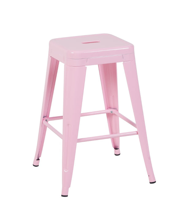 English Elm 24 Inch Backless Metal Counterstools Set of 4 Industrial Powder Coated Kitchen Bar Seats Pink B347P470414