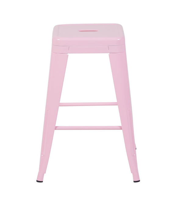 English Elm 24 Inch Backless Metal Counterstools Set of 4 Industrial Powder Coated Kitchen Bar Seats Pink B347P470414