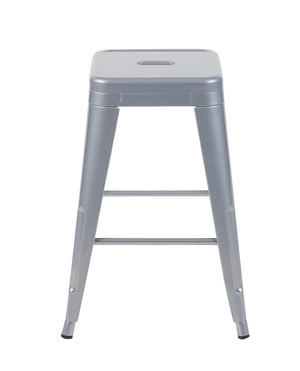 English Elm 24 Inch Backless Metal Counter Stools Set of 2 Industrial Kitchen Island Seating Antique Silver B347P470424