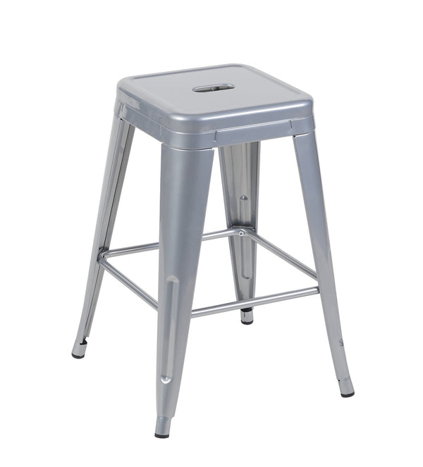 English Elm 24 Inch Backless Metal Counter Stools Set of 2 Industrial Kitchen Island Seating Antique Silver B347P470424