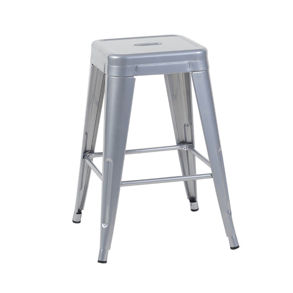 English Elm 24 Inch Backless Metal Counter Stools Set of 2 Industrial Kitchen Island Seating Antique Silver B347P470424