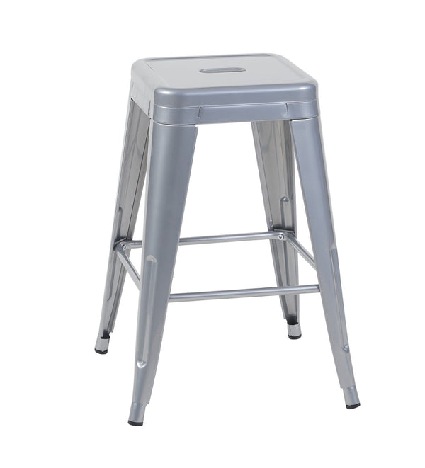 English Elm 24 Inch Backless Metal Counter Stools Set of 2 Industrial Kitchen Island Seating Antique Silver B347P470424