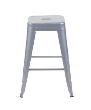 English Elm 24 Inch Backless Metal Counter Stools Set of 2 Industrial Kitchen Island Seating Antique Silver B347P470424