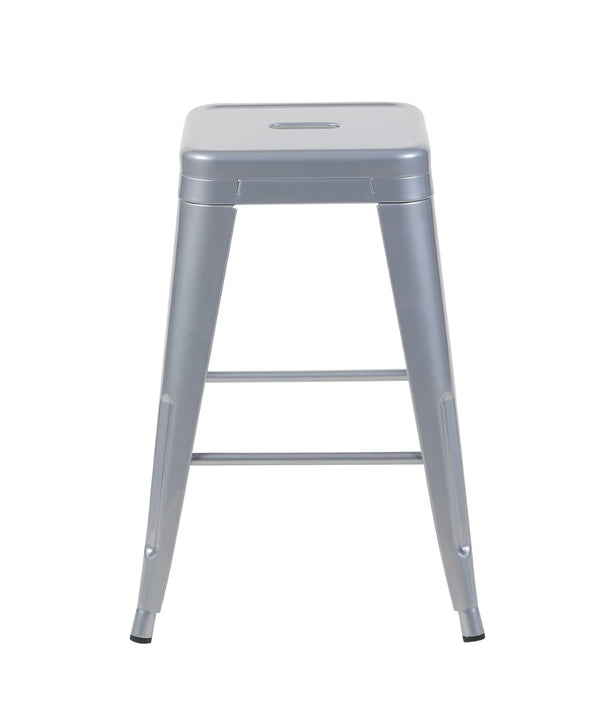 English Elm 24 Inch Backless Metal Counter Stools Set of 2 Industrial Kitchen Island Seating Antique Silver B347P470424