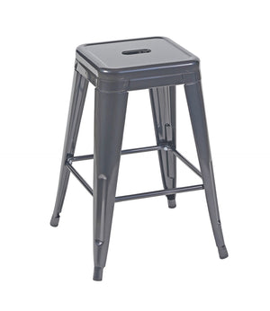 English Elm 24 Inch Backless Metal Counter Stools Set of 2 Industrial Kitchen Island Seating Gray B347P470435