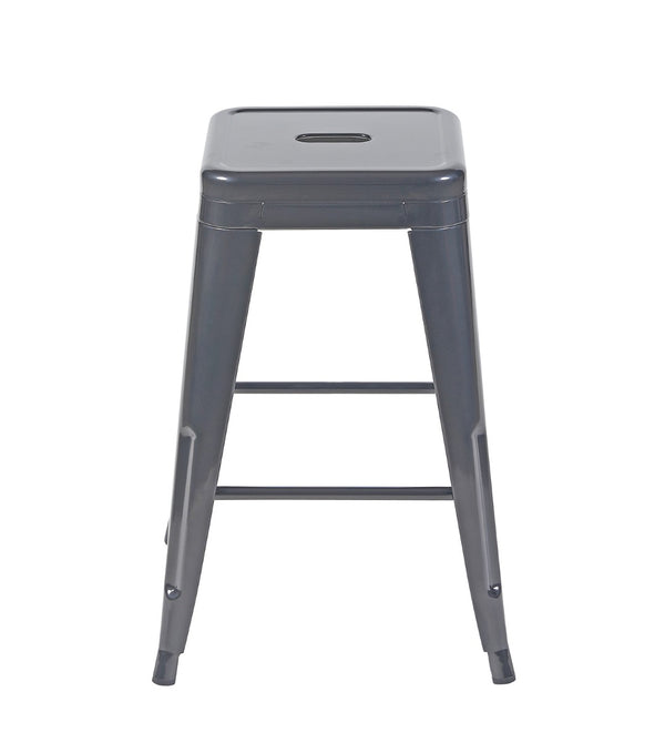 English Elm 24 Inch Backless Metal Counter Stools Set of 2 Industrial Kitchen Island Seating Gray B347P470435
