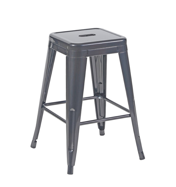 English Elm 24 Inch Backless Metal Counter Stools Set of 2 Industrial Kitchen Island Seating Gray B347P470435