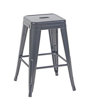 English Elm 24 Inch Backless Metal Counter Stools Set of 2 Industrial Kitchen Island Seating Gray B347P470435