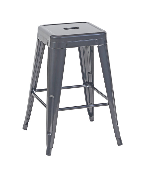 English Elm 24 Inch Backless Metal Counter Stools Set of 2 Industrial Kitchen Island Seating Gray B347P470435