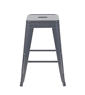 English Elm 24 Inch Backless Metal Counter Stools Set of 2 Industrial Kitchen Island Seating Gray B347P470435