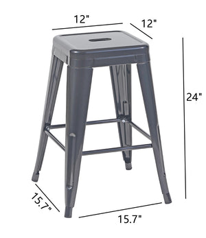 English Elm 24 Inch Backless Metal Counter Stools Set of 2 Industrial Kitchen Island Seating Gray B347P470435