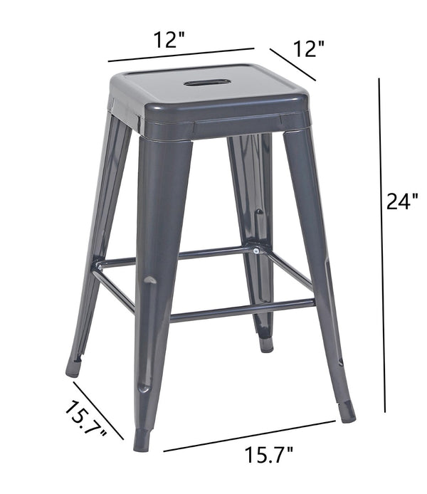 English Elm 24 Inch Backless Metal Counter Stools Set of 2 Industrial Kitchen Island Seating Gray B347P470435