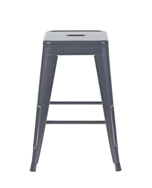English Elm 24 Inch Backless Metal Counterstools Set of 4 Industrial Powder Coated Kitchen Bar Seats Gray B347P470436