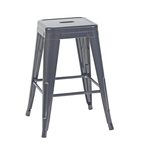 English Elm 24 Inch Backless Metal Counterstools Set of 4 Industrial Powder Coated Kitchen Bar Seats Gray B347P470436