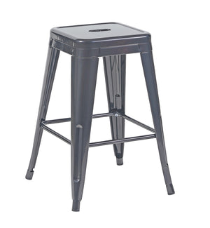 English Elm 24 Inch Backless Metal Counterstools Set of 4 Industrial Powder Coated Kitchen Bar Seats Gray B347P470436