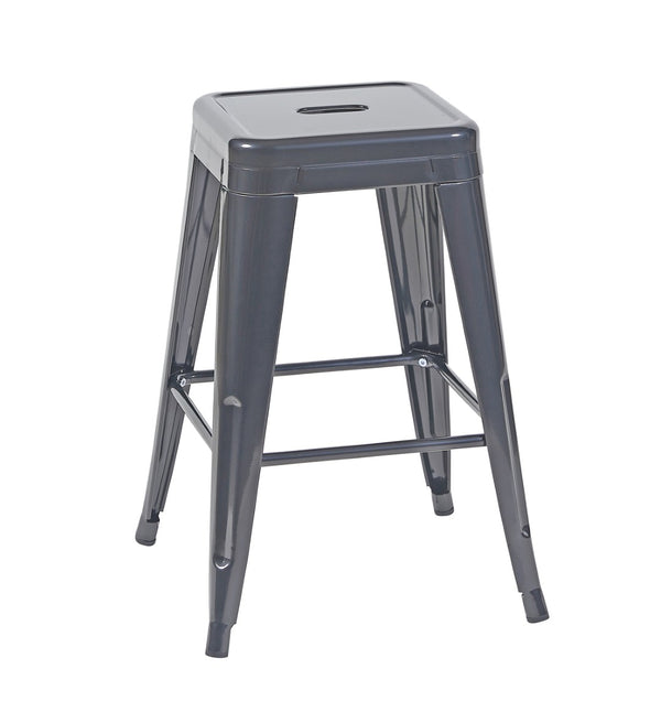 English Elm 24 Inch Backless Metal Counterstools Set of 4 Industrial Powder Coated Kitchen Bar Seats Gray B347P470436