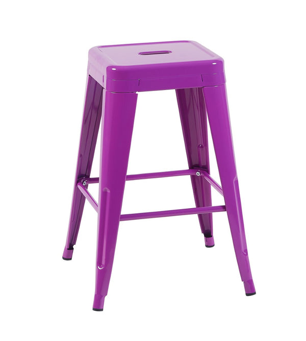 English Elm 24 Inch Backless Metal Counter Stools Set of 2 Industrial Kitchen Island Seating Purple B347P471075