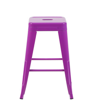 English Elm 24 Inch Backless Metal Counter Stools Set of 2 Industrial Kitchen Island Seating Purple B347P471075