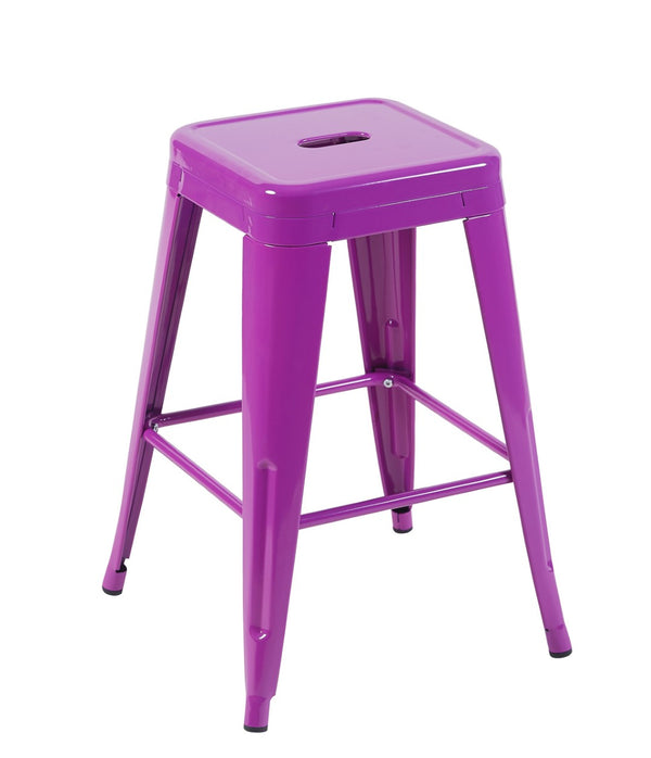 English Elm 24 Inch Backless Metal Counter Stools Set of 2 Industrial Kitchen Island Seating Purple B347P471075
