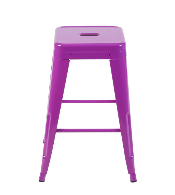 English Elm 24 Inch Backless Metal Counter Stools Set of 2 Industrial Kitchen Island Seating Purple B347P471075