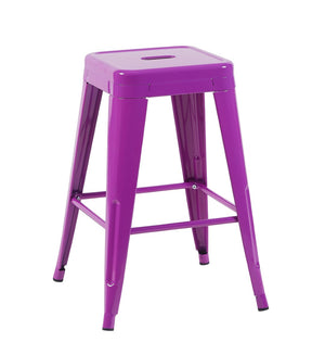English Elm 24 Inch Backless Metal Counter Stools Set of 2 Industrial Kitchen Island Seating Purple B347P471075
