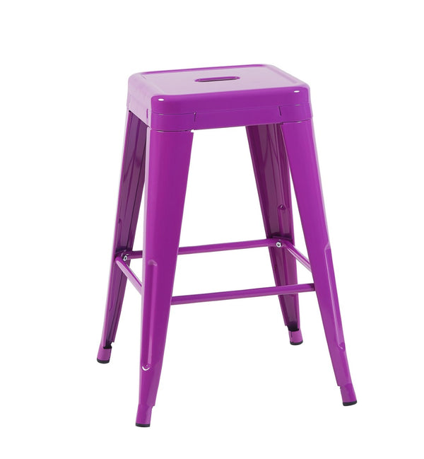 English Elm 24 Inch Backless Metal Counterstools Set of 4 Industrial Powder Coated Kitchen Bar Seats Purple B347P471079