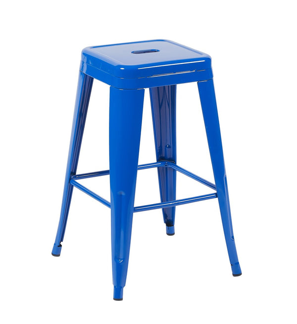 English Elm 24 Inch Backless Metal Counterstools Set of 4 Industrial Powder Coated Kitchen Bar Seats Blue B347P471096