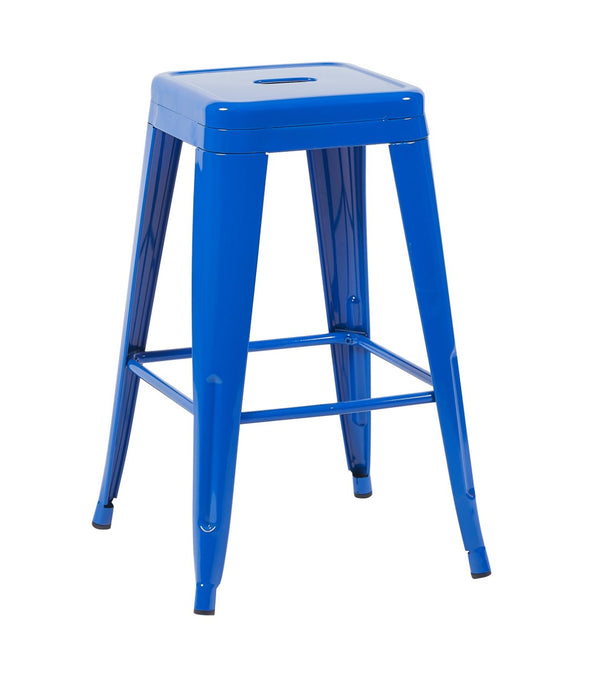 English Elm 24 Inch Backless Metal Counterstools Set of 4 Industrial Powder Coated Kitchen Bar Seats Blue B347P471096