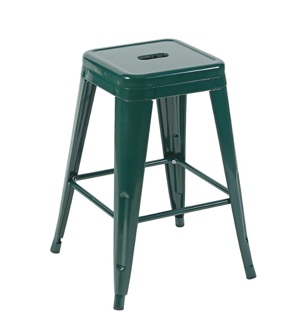 English Elm 24 Inch Backless Metal Counter Stools Set of 2 Industrial Kitchen Island Seating Green B347P471105