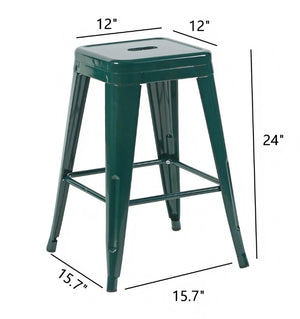 English Elm 24 Inch Backless Metal Counter Stools Set of 4 Rust Resistant Kitchen Island Seating B347P471108