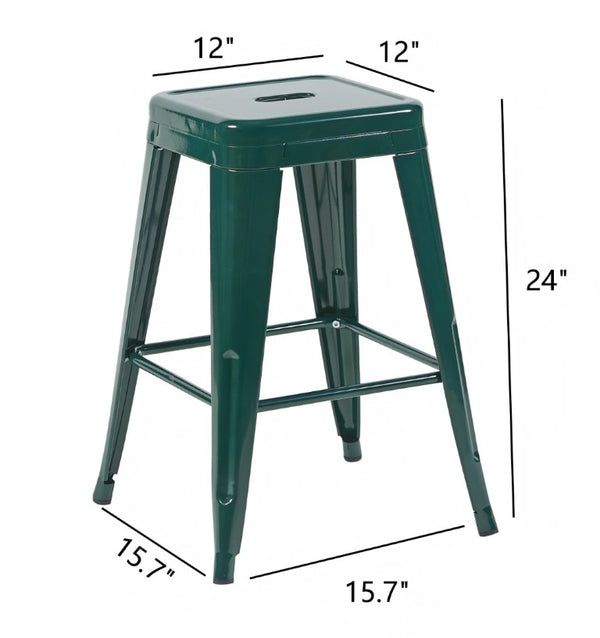 English Elm 24 Inch Backless Metal Counter Stools Set of 4 Rust Resistant Kitchen Island Seating B347P471108