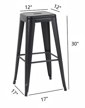 English Elm 30 Inch Backless Metal Counter Stools Set of 4 for Kitchen Island Bar or Cafe Matte Black B347P471171