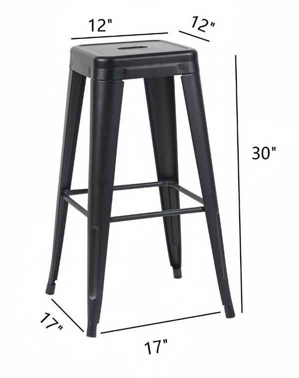 English Elm 30 Inch Backless Metal Counter Stools Set of 4 for Kitchen Island Bar or Cafe Matte Black B347P471171