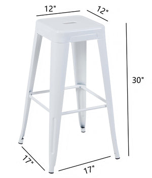 English Elm 30 Inch Backless Metal Counter Stools Set of 2 Industrial Kitchen Island Seating White B347P471182