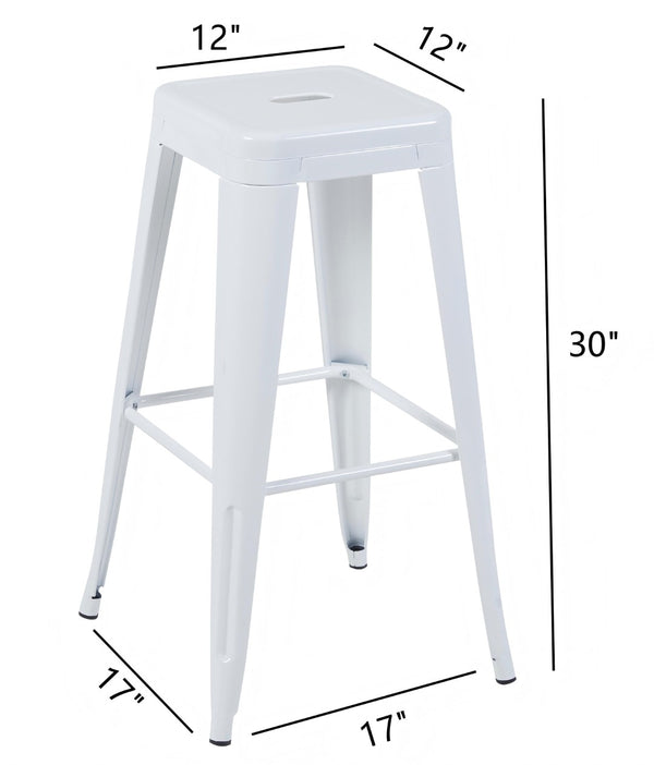 English Elm 30 Inch Backless Metal Counter Stools Set of 2 Industrial Kitchen Island Seating White B347P471182