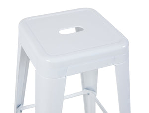 English Elm 30 Inch Backless Metal Counter Stools Set of 2 Industrial Kitchen Island Seating White B347P471182