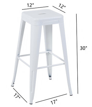English Elm 30 Inch Backless Metal Counter Stools Set of 4 for Kitchen Island Bar or Cafe White B347P471183
