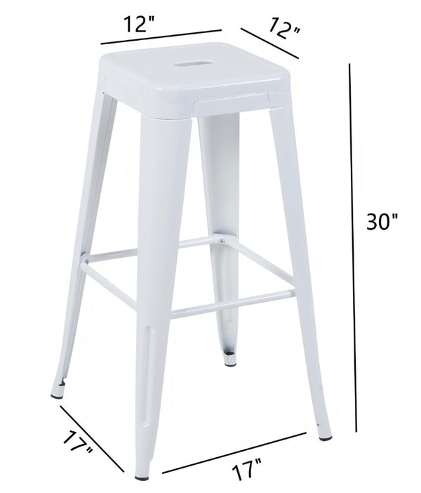 English Elm 30 Inch Backless Metal Counter Stools Set of 4 for Kitchen Island Bar or Cafe White B347P471183