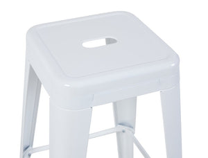 English Elm 30 Inch Backless Metal Counter Stools Set of 4 for Kitchen Island Bar or Cafe White B347P471183