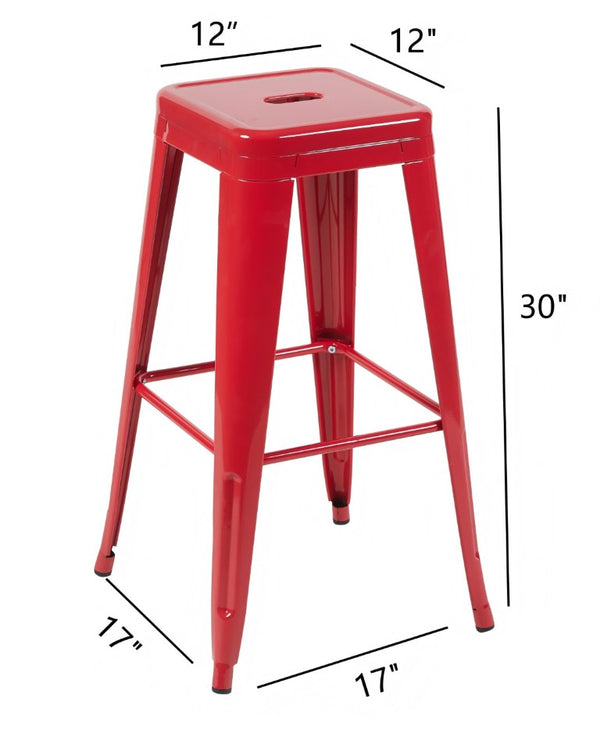 English Elm 30 Inch Backless Metal Counter Stools Set of 4 for Kitchen Island Bar or Cafe Red B347P472295