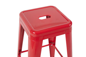 English Elm 30 Inch Backless Metal Counter Stools Set of 4 for Kitchen Island Bar or Cafe Red B347P472295