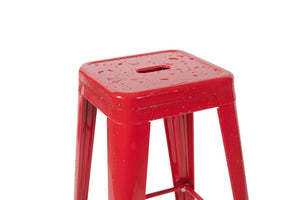 English Elm 30 Inch Backless Metal Counter Stools Set of 4 for Kitchen Island Bar or Cafe Red B347P472295