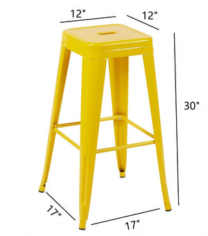 English Elm 30 Inch Backless Metal Counter Stools Set of 4 for Kitchen Island Bar or Cafe Yellow B347P472298