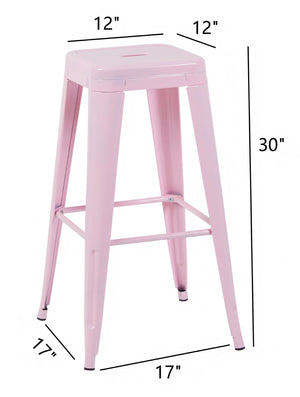 English Elm 30 Inch Backless Metal Counter Stools Set of 2 Industrial Kitchen Island Seating Pink B347P472300