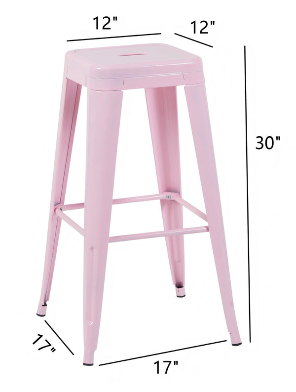 English Elm 30 Inch Backless Metal Counter Stools Set of 2 Industrial Kitchen Island Seating Pink B347P472300